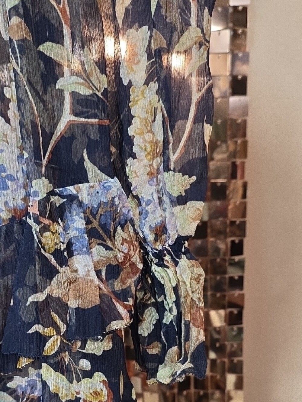 Zimmermann Navy Floral Tiered Tie-Neck Maxi Dress - Picture 15 of 17